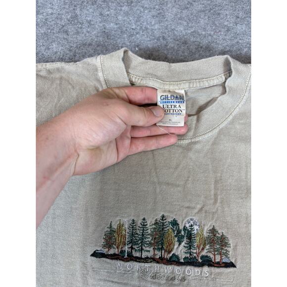 Vintage 90s North Woods Wisconsin Embroidered T Shirt Mens XL Gray Streetwear - Picture 4 of 7